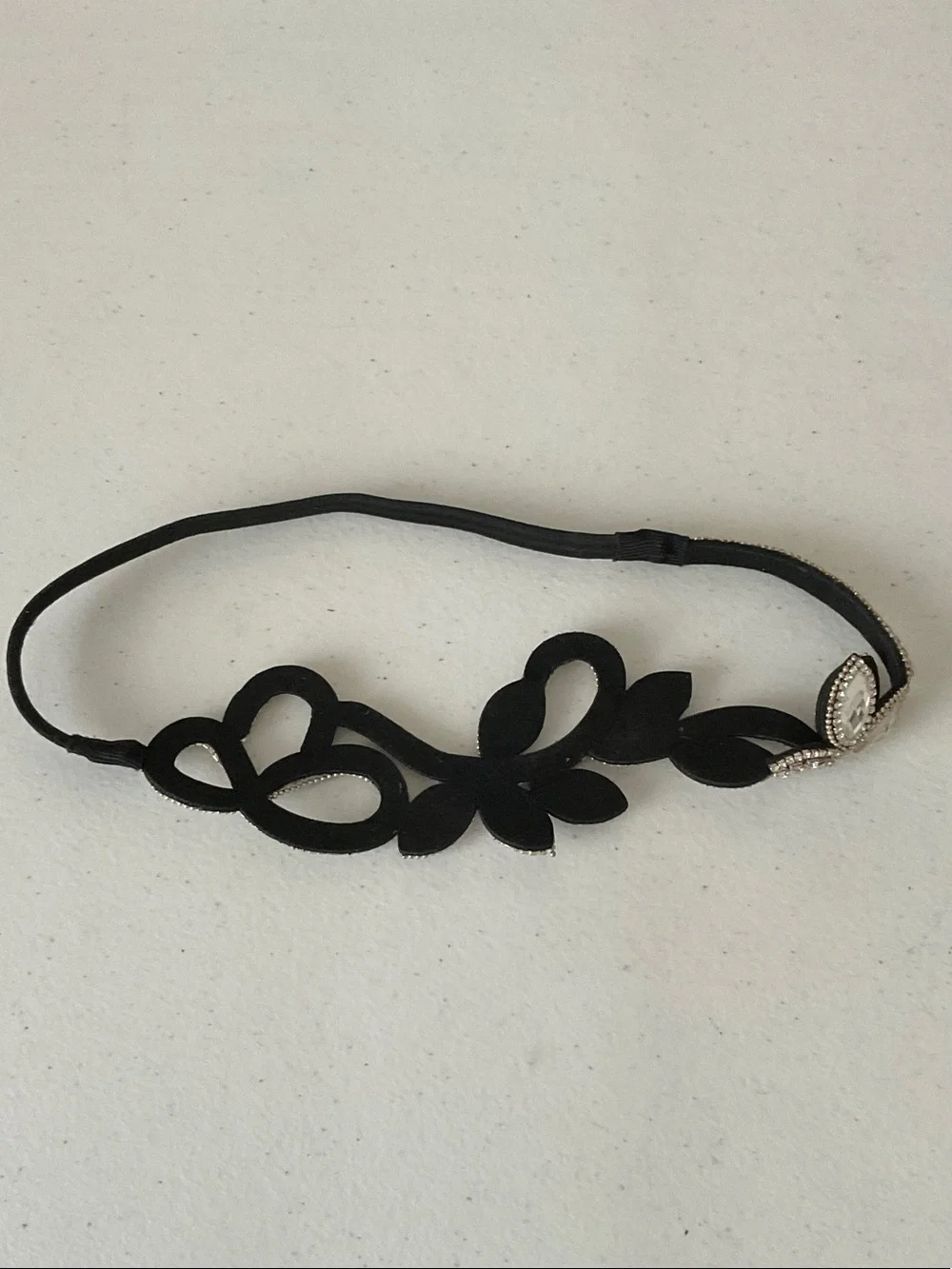 Crystal Embellished Black Elastic Headband